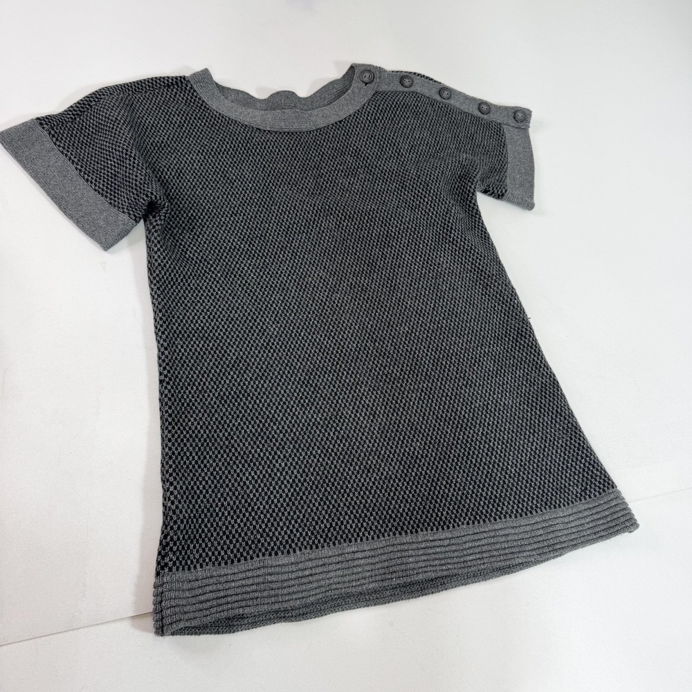 Tommy Hilfiger Sweater Womens Medium Gray Short Sleeve Button Shoulder Knit